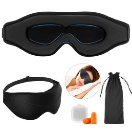 Sleep Mask for Men Women 3D Unique Chamfer 100% Light Blocking Eye Mask Black Adjustable Strap Comfortable Sleeping Mask Night Mask Travel Nap Sleep Mask Eyelash Extension