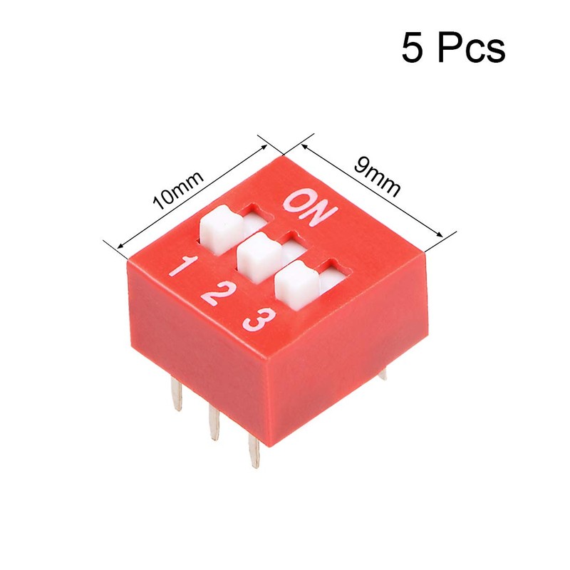 sourcing map 5 Pcs Red DIP Switch 1 2 3