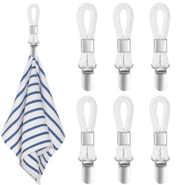 XIANGPICA Pack of 6 Towel Clips for Hanging, Towel Clips with Loops, Towel Clip, Hooks for Towels, Tea Towel Holder Clips (白色)