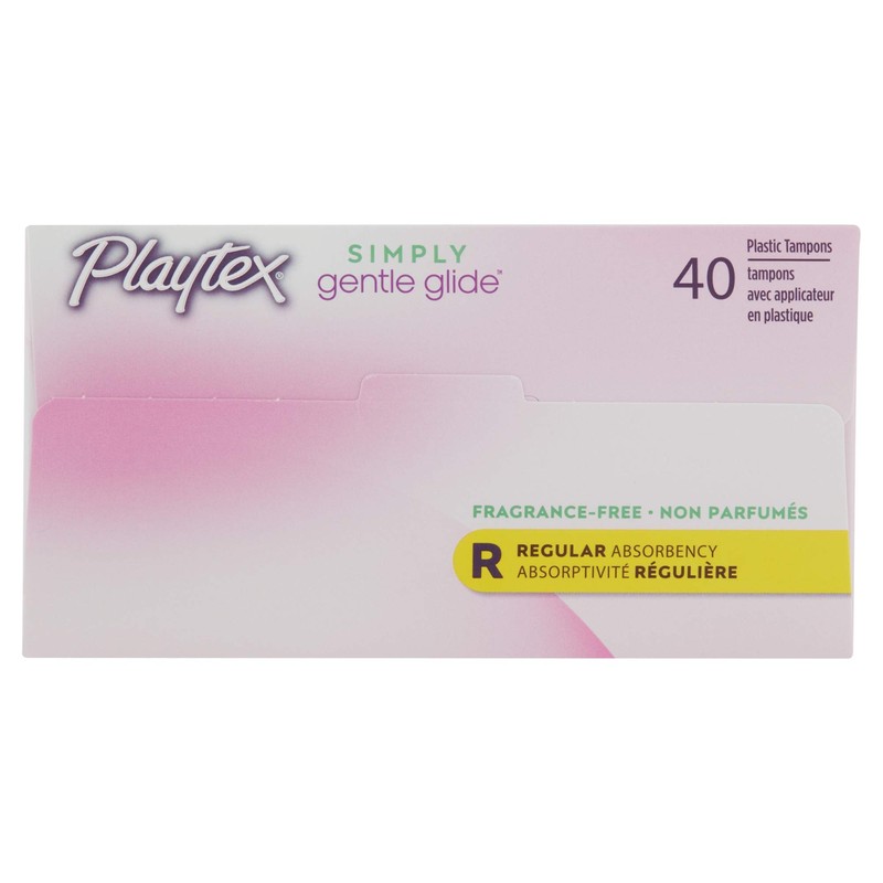 Playtex Gentle Glide Tampons, Unscented Regular Absorbency, 40 Count