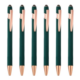 PATIKIL Ballpoint Pen with Stylus Tip, 6 Pack 2 in 1 Metal Pen Black Ink 1.0mm Medium Point Stylus Pen for Touch Screens Style 2, Green
