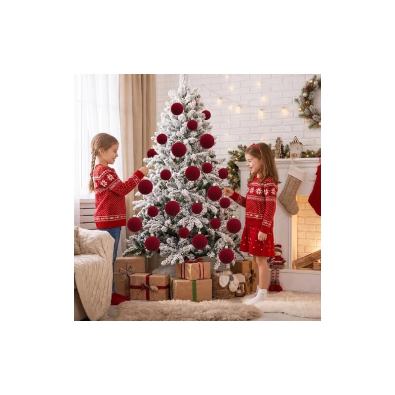 ROMOT 24 Bolas de Navidad, Tela de Terciopelo, Adornos Navideños