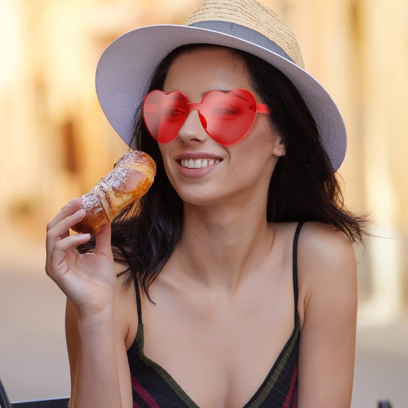 Maxdot 5 Pcs Summer Heart Shaped Sunglasses Rimless Heart Glasses