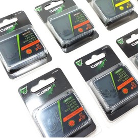 Carp On - Packs of 10 Size 8 WIDE GAPE Fishing Hooks Eyed - Made From Teflon Coated Carbon Steel (Micro Barbed - Camo Brown, Pack of 10 - Size 8) [14-7208]