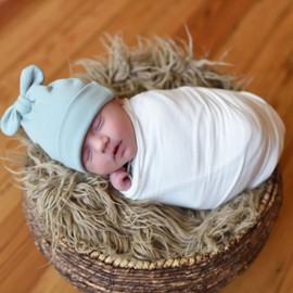 My Lello Baby Vintage Rabbit Ears Cotton Beanie Hat - (Newborn) - Light Pink