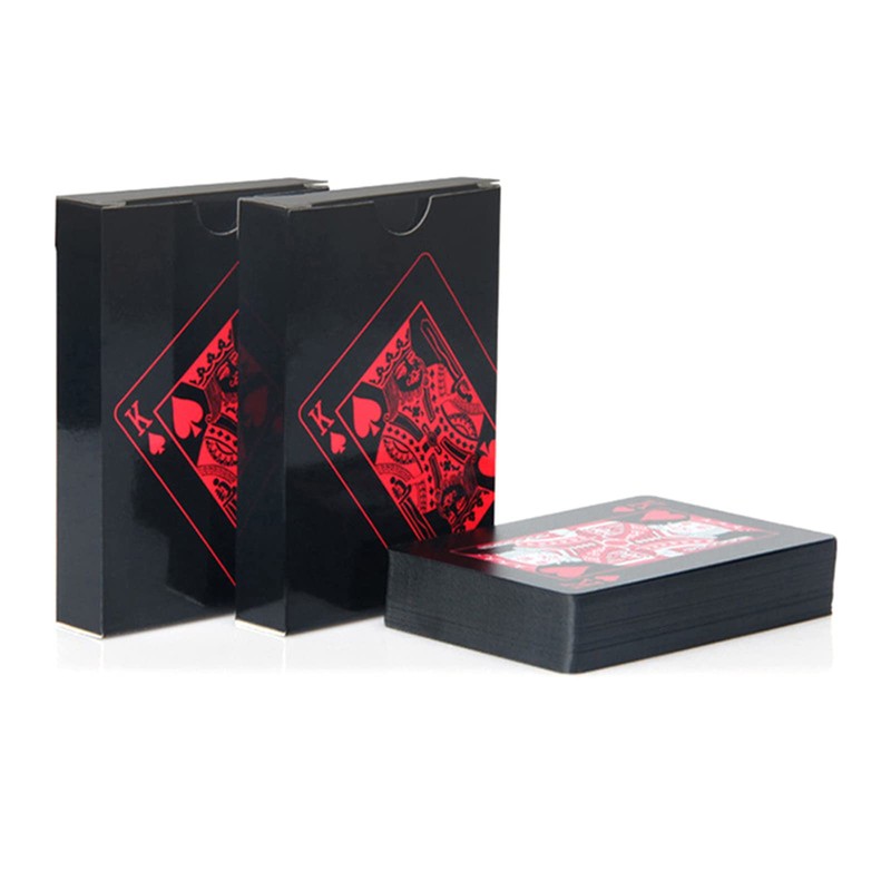 WANGCL 2 Set Waterproof Poker Cards, PVC Black and Blue