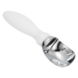 PATIKIL 7.5" Ice Cream Scoop, Zinc Alloy Ice Cream Scooper with PP Handle, One Piece Heavy Duty Metal Scoop Spoon for Cookie Dough Melon Ball, White