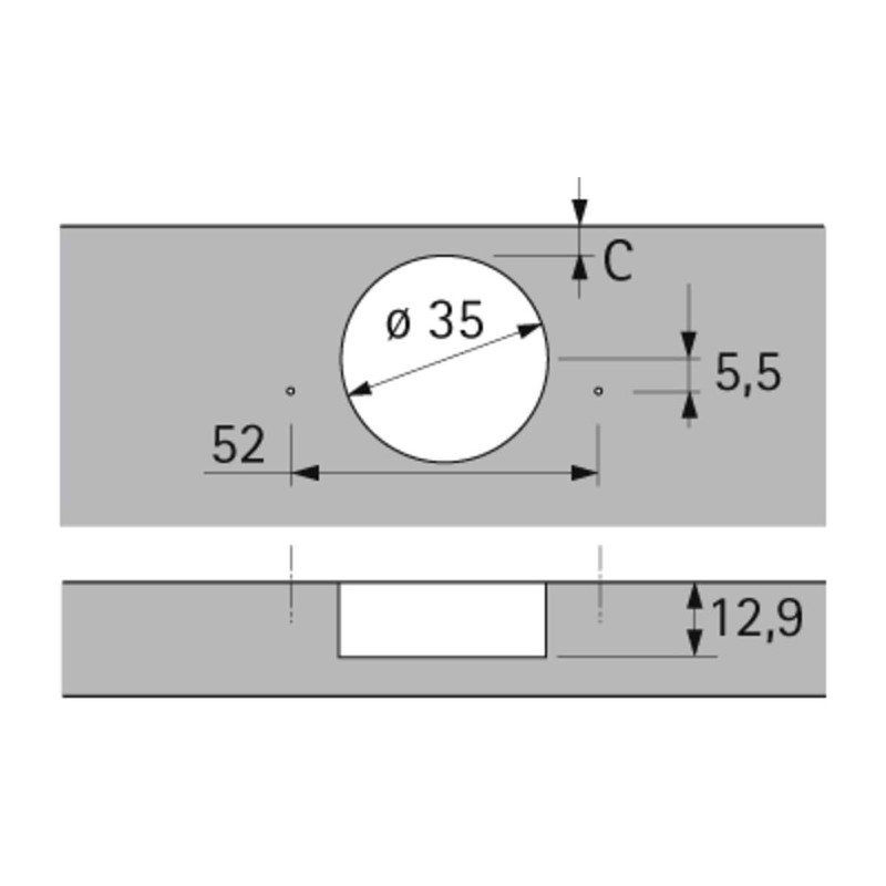 Hettich Sensys 8631i TH52 95 Degree Thick Door Hinge Full