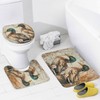 TOWINSFB 4Pcs Playful Animal Shower Curtain, Countryside Mallard Duck Lake