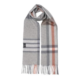 MayTree Cashmere Scarf for Men and Women - Soft Wool Scarf Made of 100% Cashmere, Chequered, 180 x 30 cm - Luxurious Winter Scarf - Tartan Grey White Brown, Grey / White / Brown