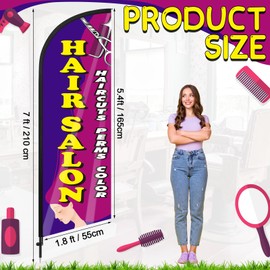 Remagr Hair Store Feather Flag 7 ft Advertising Swooper Flag Banner Signs with Pole and Ground Stake for Store Business Outside