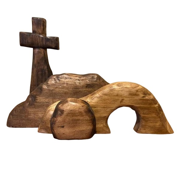 HAMIL The Empty Tomb Easter Scene,Wooden Easter Jesus Nativity Scene