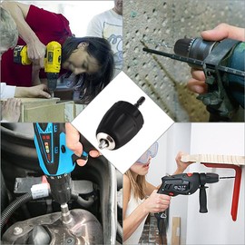 Quick Release Drill Chuck, 3/8-24UNF 0.8-10 mm Keyless Drill Chuck Clip W/1/4 Inch Hex Shank Rod Adapter W