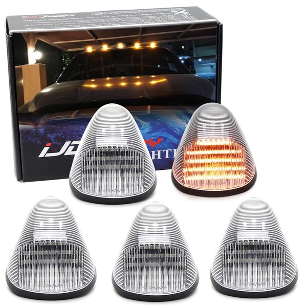 iJDMTOY Semi-Clear Lens Amber Yellow Full LED Cab Roof Marker
