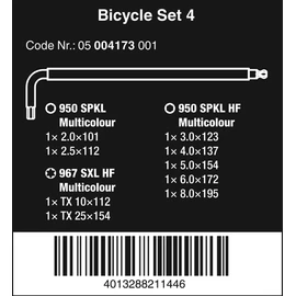 Wera 05004173001 Bicycle Set 4, bicycle angle wrench set, 9-piece
