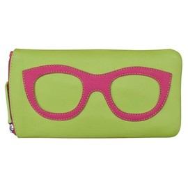 ili New York Smooth Leather Soft Eyeglass Case, Eyeglass Case with Zip Closures, RFID Blocking Lining – Travel-Friendly, Versatile Case Featuring Frame Silhouette Design, Available in Vibrant Colors