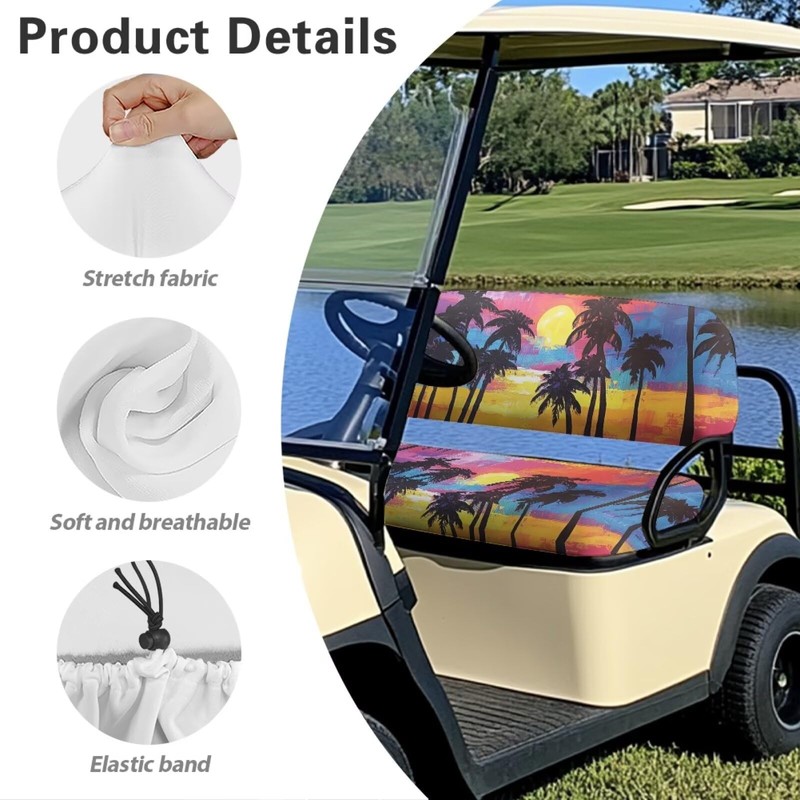 Darisoco Sun Palm Golf Cart Seat Covers Heavy-Duty 600D Oxford