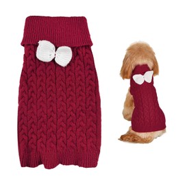 CYNOSURETECH 1 Piece Pet Knitted Sweater, Bow Knitted Vest, Puppy Winter Warm Sweater, Pullover Warm Pet Clothes, Pet Supplies