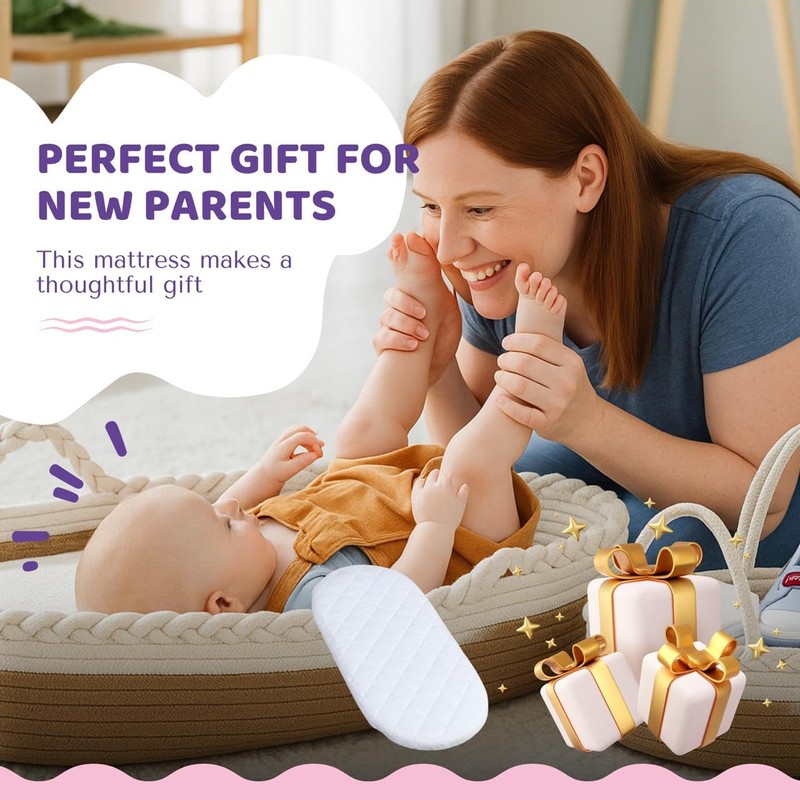 Crescent Textile Moses Pram Basket Mattress Extra Thick Super Soft