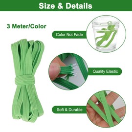 WHC Pack of 16 Elastic Bands for Sewing Colourful Rubber Bands Flat 6 mm x 3 m Laundry Rubber Band Elastic Band Sewing Colour Rubber Band for Sewing Accessories DIY Crafts Clothing