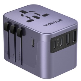 Universal Travel Adapter, VINTAR International Power Adapter with 6A 3 USB C and 2 USB Ports, All in One Travel Essentials Plug Adapter, Worldwide Outlet Converter for Europe UK USA AUS(Type C/G/A/I)