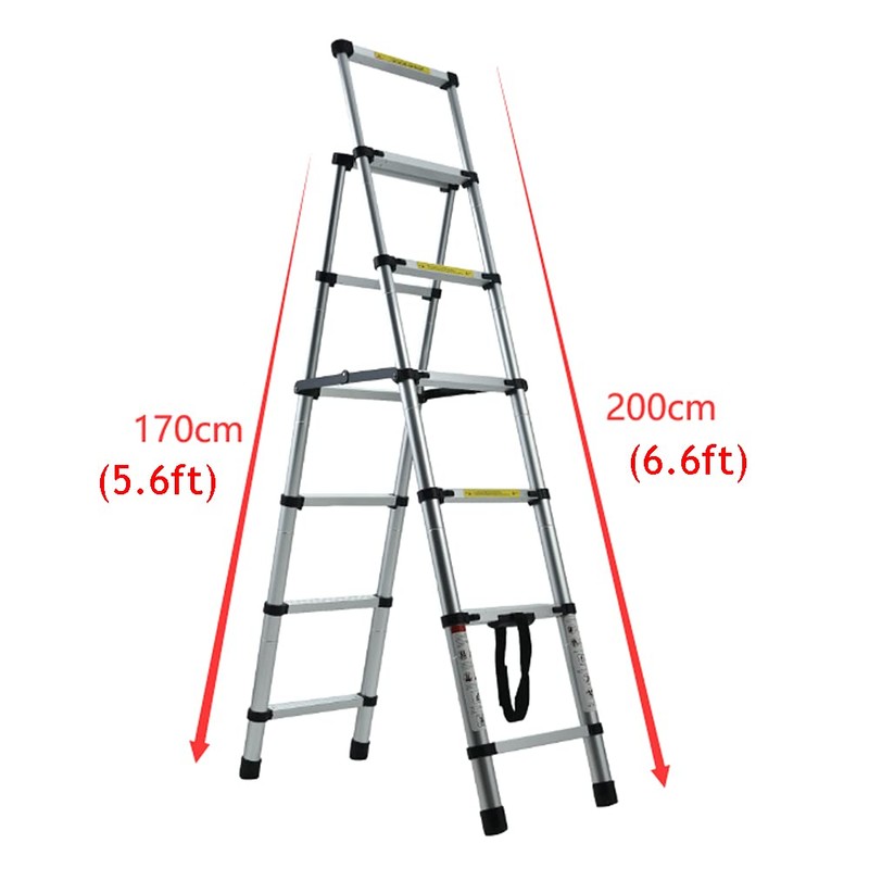 5+6 Steps(5.6ft + 6.6ft) AluminiumTelescoping Ladder Extension Ladder A-Frame Telescopic