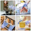 BREENHILL Oven Mitts and Pot Holders Set, Blue Bear 3