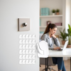 Cauaoa 20 Pcs Clear Adhesive Wall Hooks for Hanging, Small Plastic Sticky Hooks, Transparent Acrylic Sticky Hangers for Walls, Temporary Wall for Bathroom, Kitchen Home Storage Utility