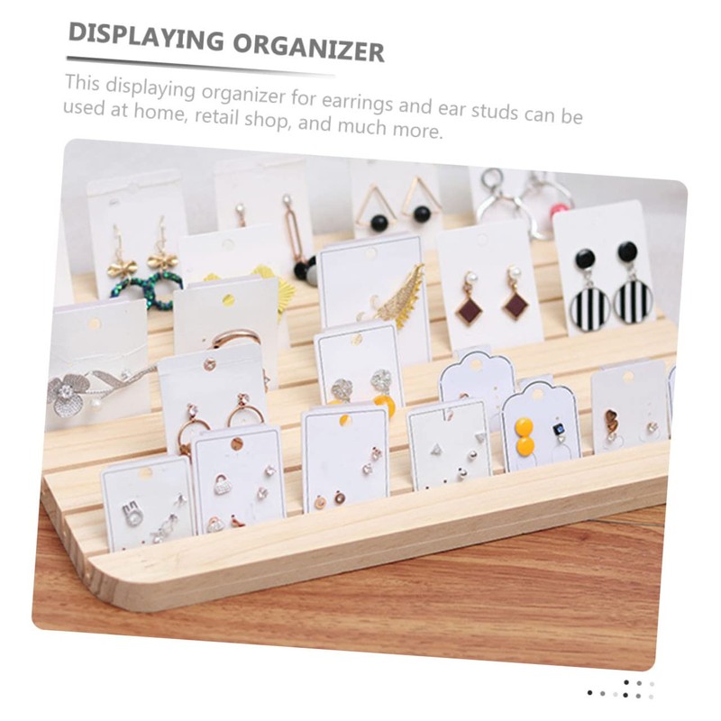 Baluue Earring Display Stand Beech Wood Earring Card Holder for