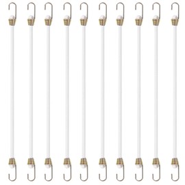 12 Inch White Bungee Cords 10 Pcs Elastic Rope Rubber Strap Durable Mini Bungee Cords with Metal Hooks for Camping Luggage Roof Racks Car Tents Tarps Bikes Rvs Securing Canvases, Tools & Equipment