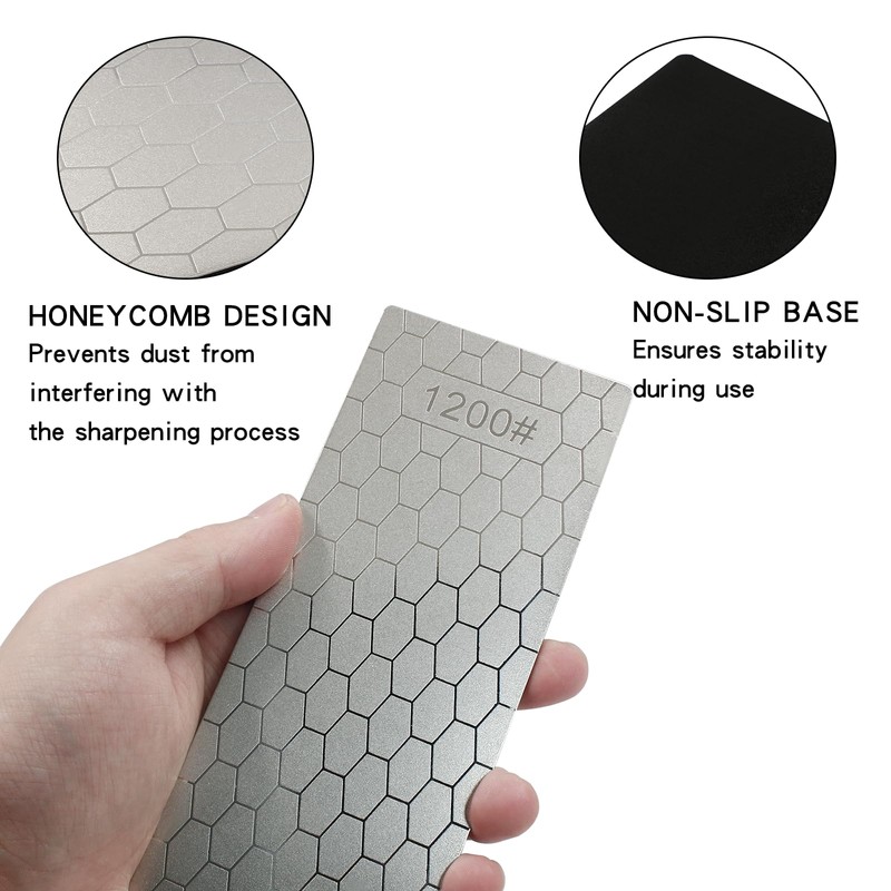 Coufce Versatile 5-Piece Diamond Sharpening Stone Set, Honeycomb Surface Diamond