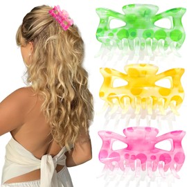 ISCRM Flower Hair Claw Clips for Women Girls,6PCS Big Cute Claw Clips for Thick Thin Hair Clups,Kawaii Womens Hair Claws,Beach Hair Accessories Summer Essentials (varicolored)