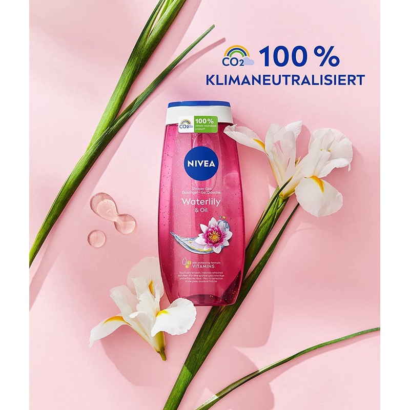 NIVEA Waterlily & Oil Duschgel (250 ml), pH-hautneutrale Pflegedusche mit