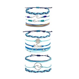 Boho String Beach Bracelets for Teen Girls Waterproof Wave Surfer Bracelets for Summer Adjustable Rope Braided Bracelets Gifts for Women Cute Friendship Bracelets Pack Gifts for Holiday, rope, other