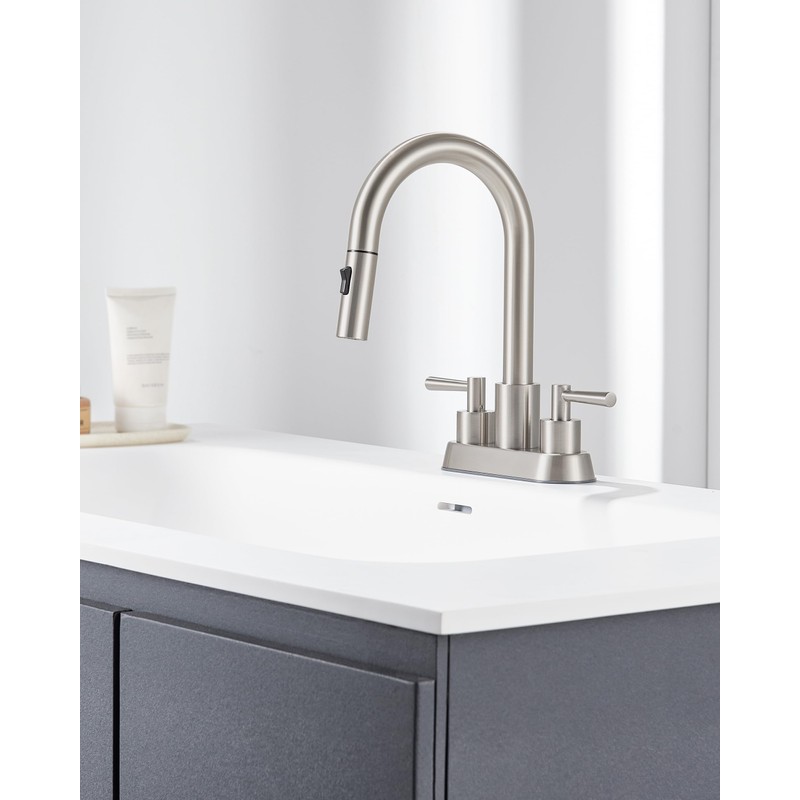 FELIXBATH Bathroom Sink Faucet with Pull Out Sprayer 2 Handles,