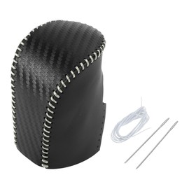 ACROPIX Gear Shift Knob Cover Stick Shifting Handle Protector for Honda HR-V 23-24 Black Carbon Fiber Grey Faux Leather 1 Pc Anti-Slip