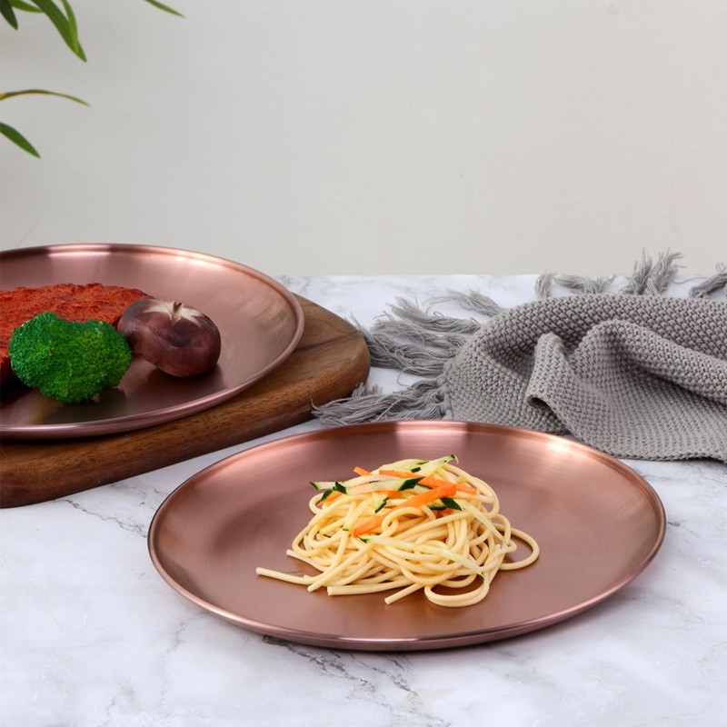 Bisda Stainless Steel Plate, Round Plate, 2 Plates, Diameter 9.1