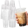 cundao 24oz Clear Plastic Cups with Lids and Straws (100