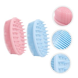 IWOWHERO 2pcs Double Sided Bath Body Cleaning Brush with Durable Bristles for Gentle Exfoliation and Massage Suitable for Adults and Pets Pink and Blue