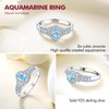 DAYBYDAY March Birthstone Ring 925 Sterling Silver Aquamarine Engagement Ring