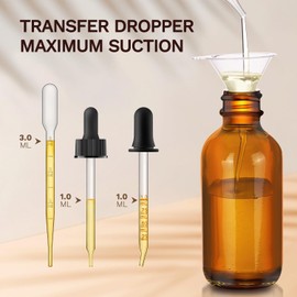 Bumobum Dropper Bottle 2 oz, 10 Pack Glass Eye Dropper Bottles with Labels and Funnel, Tincture Bottle with Measured Dropper - Leakproof Essential Oils Bottles