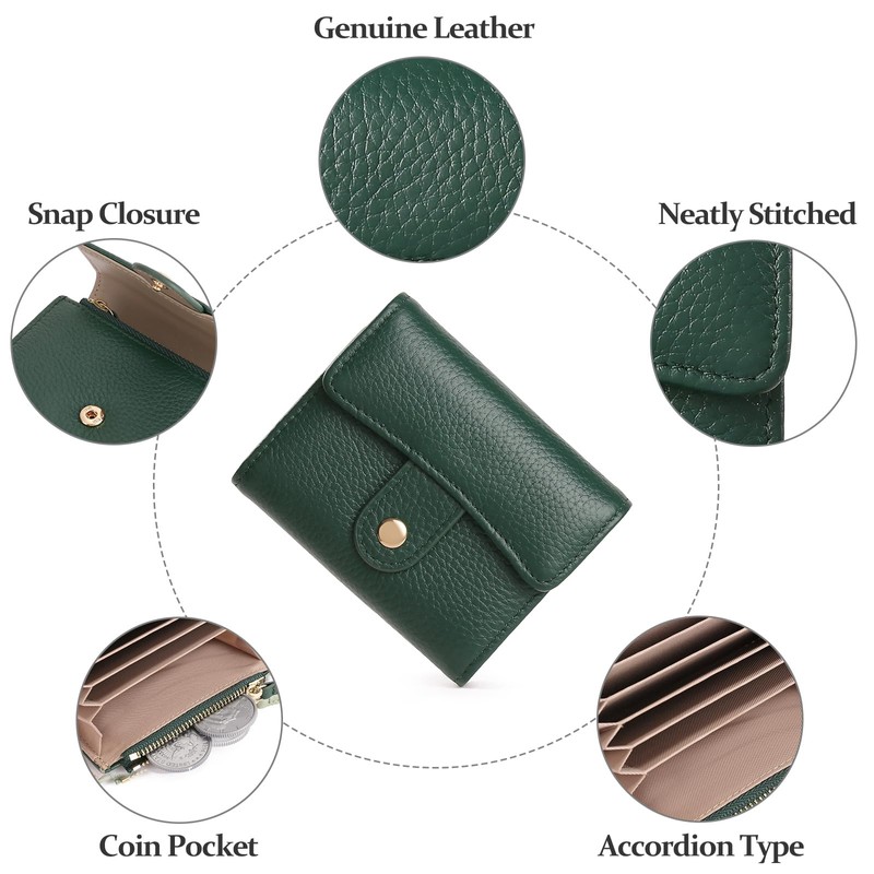GOIACII Women's Credit Card Holder RFID Blocking Genuine Leather Dark