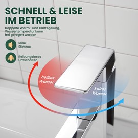 Vuadzren Bathroom Washbasin Tap Single Lever Small Single Lever Mixer Tap Stainless Steel for Washbasin (1, Chrome)