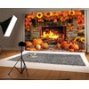 7 x 5 ft Fall Thanksgiving Fireplace Backdrop Autumn Harvest