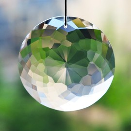 Bauhinia Hanging Crystal Prism Suncatcher Round Window Prism Suncatcher Ornament Glass Pendant Rainbow Maker Chandelier Crystal Pendant for Home Garden Decoration 75 mm