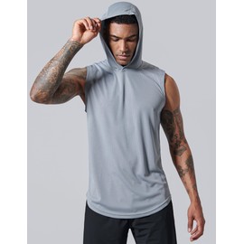 Liberty Imports 3-Pack Sleeveless Gym Hoodie for Men Workout Shirts, Muscle Hooded Tank Tops Athletic Apparel (Black/Gray/Navy, Large)