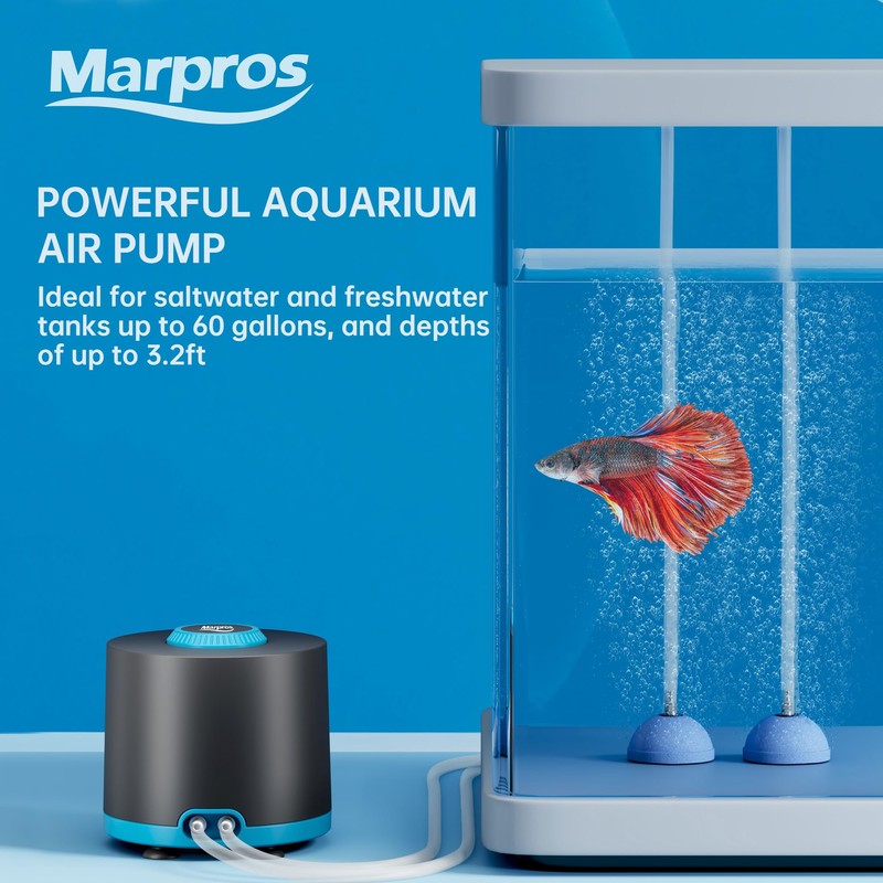 Aquarium Air Pump with Adjustable Double Outlet air Stone Bubbler