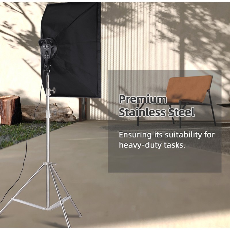 2M/79in Adjustable Metal Tripod Light Stand with 1/4in Screw Stainless