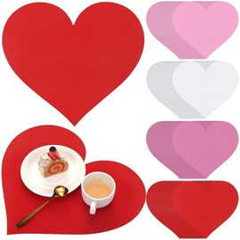 Eaasty 100 Manteles Individuales en Forma de Corazón para Día de San Valentín Manteles Individuales Desechables de Papel con Forma de Corazón Rojo Decoración de Mesa para Boda Hogar Cena Fiesta