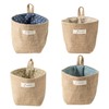 4 Pieces Cotton Linen Storage Bag, Foldable Storage Basket with